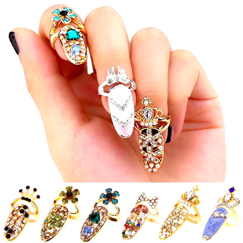 New Charm Flower Rhinestone Fingernail Jewelry